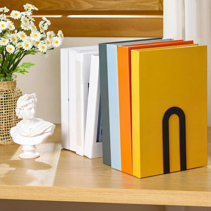 Chunful 12 Pcs Modern Metal Book Ends for Shelves Decorative Small Bookends Book Shelf Organizer Minimalist Design Stopper to Hold Books for Home Office (Gold,5.5 * 3.75 * 2.25inch)