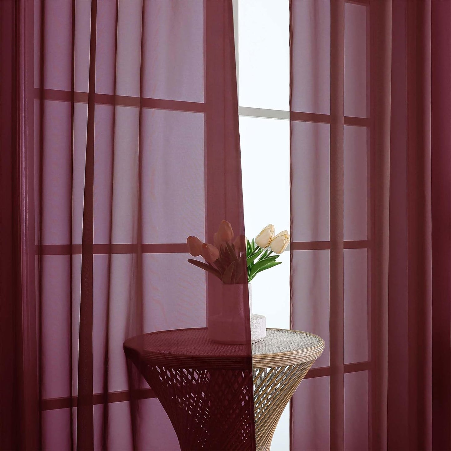 OWENIE Sheer Curtains 84 inches Long 2 Panels Set for Living Room/Bedroom, Rod Pocket Voile Sheer Panel Drapes, White, 2pcs, Each 42" W x 84" L - Colors A
