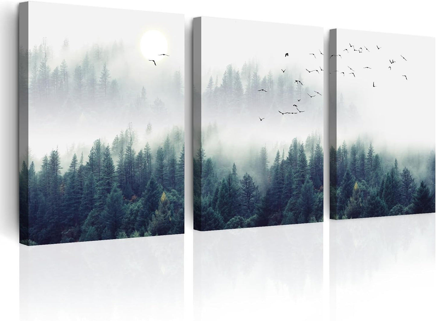 MHARTK66 Wall Art for Living Room Modern Wall Decor for Bedroom Office Decor Abstract Mountain Forest Landscapes Ink Painting 3 Piece Framed Canvas Art Prints Ready to Hang Wall Pictures Home Decor