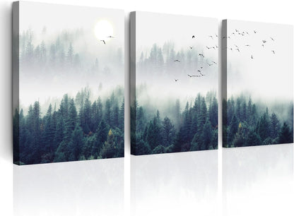 MHARTK66 Wall Art for Living Room Modern Wall Decor for Bedroom Office Decor Abstract Mountain Forest Landscapes Ink Painting 3 Piece Framed Canvas Art Prints Ready to Hang Wall Pictures Home Decor