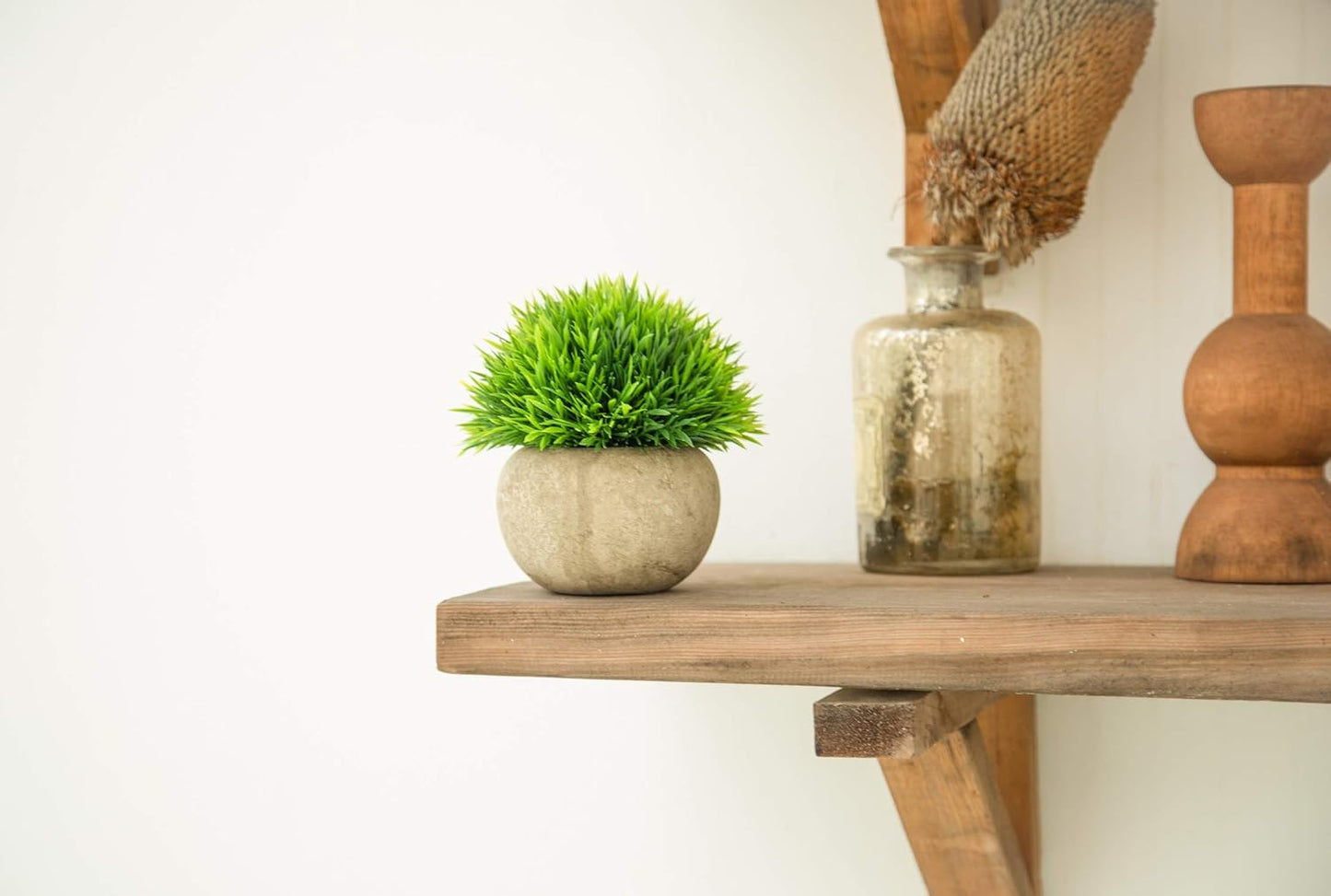 Velener Mini Sage Green Potted Boxwood Topiary Artificial Plants for Home Decor Indoor, Farmhouse House Plant Office Small Desk Shelf Apartment Coffee Bar Bathroom Decor Guest Room, Small Fake Plant