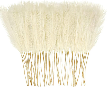 obbsie 50pcs Pink Faux Pampas Grass Decor, 21.6" Short Artificial Floral Branches Vase Filler Flower Arrangement for Home Wedding Boho Outdoor Decor
