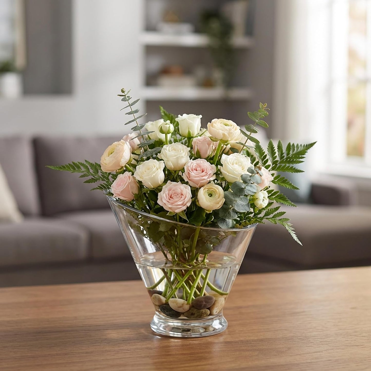 WGVI Clear Slant Cut Bowl Glass Vase, Glass Terrarium, Candy Dish, Glassware, Slant Open: 7". Height: 6" x 2.7". Base: 4" (1 Piece)