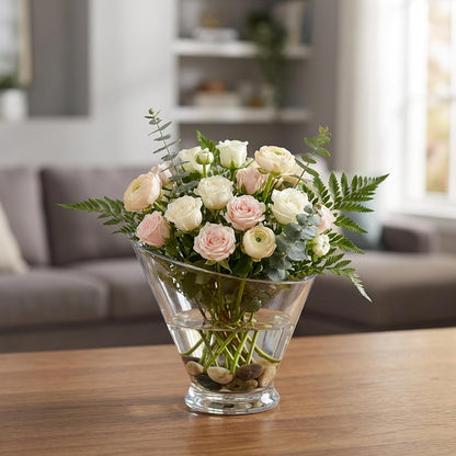 WGVI Clear Slant Cut Bowl Glass Vase, Glass Terrarium, Candy Dish, Glassware, Slant Open: 7". Height: 6" x 2.7". Base: 4" (1 Piece)
