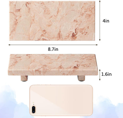 Natural Marble Tray Pedestal Stand – Soap & Jewelry Riser for Bathroom Counter, Kitchen Sink, Vanity Organizer, Decorative Stone Catchall for Perfume, Candles