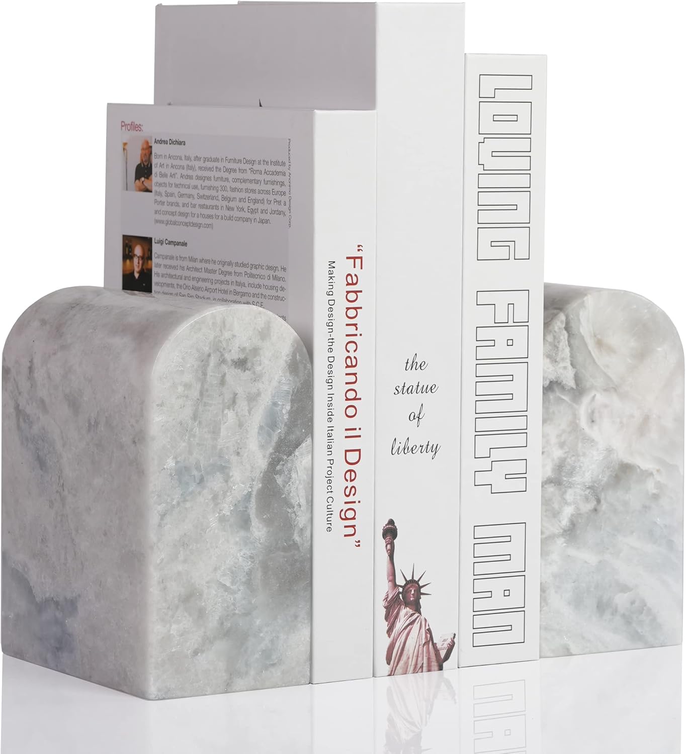 Koville African Natural Marble Bookends for Shelves, Non-Slip Book Ends, 13LBS Ultra Heavy Duty Marble Book Holder Organizer, Apartment Decor for Movies/CD/Video Games(Namib Fantasy)