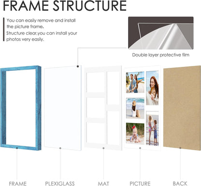DUENPY 14x26 Collage Picture Frame 4x6 Collage Picture Frame Displays Twelve 4x6 inch Photos Available Horizontal Wall Mounting Display and Vertical Black - Colors A