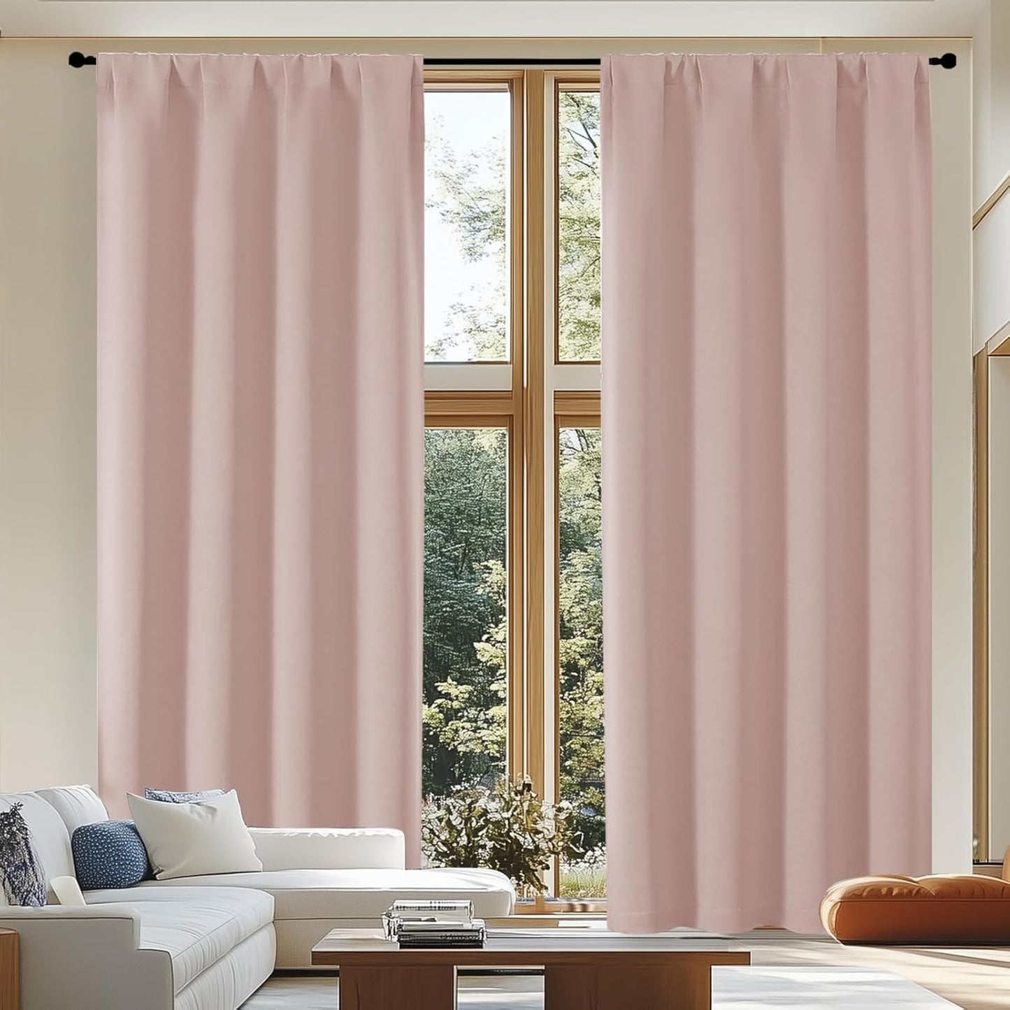 Simplebrand Ava Sage Green Blackout Curtains for Bedroom 63 Inch Length 2 Panels Set, Solid Thermal Insulated Energy Saving Rod Pocket Window Treatment Curtains Blackout Drapes, W40 x L63 Inch, Sage - Colors A