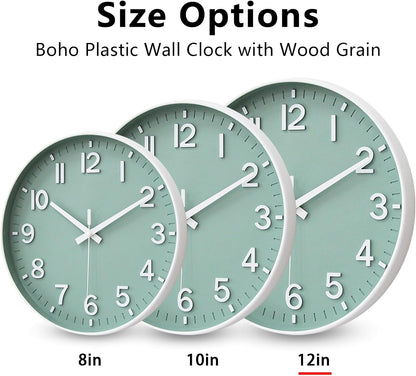 HZDHCLH Wall Clocks Battery Operated,12 inch Silent Non Ticking Modern Wall Clock for Living Room Bedroom Kitchen Office Classroom Decor (Olive Green and Gold)