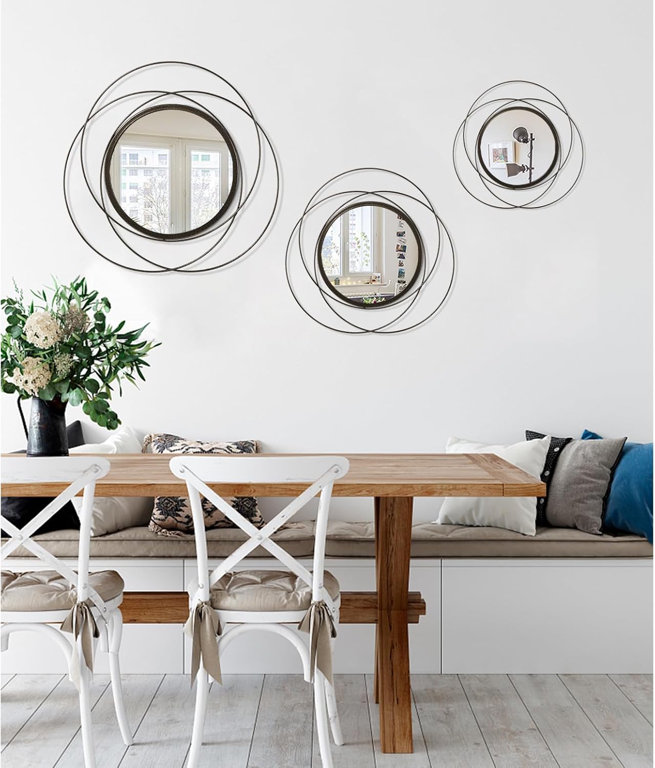 Gold Sunburst Mirrors for Wall Decorative Metal Round Art Mirrors Large Wall Decor Hanging Mirror for Bathroom Bedroom Living Room Vanity Entryway 16"
