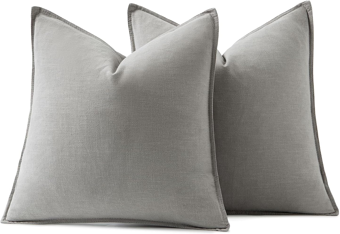 MIULEE Decorative Linen Euro Sham Pillow Covers 26x26 Cream White Boho Farmhouse Neutral Couch Throw Pillows for Bed Pack of 2 Accent Modern Pillowcase Sofa Livingroom Home Decor
