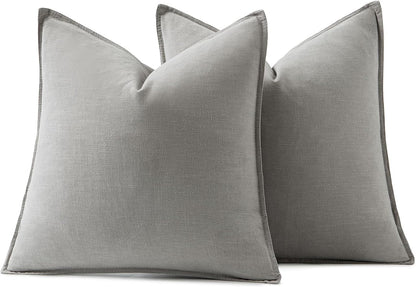 MIULEE Decorative Linen Euro Sham Pillow Covers 26x26 Cream White Boho Farmhouse Neutral Couch Throw Pillows for Bed Pack of 2 Accent Modern Pillowcase Sofa Livingroom Home Decor