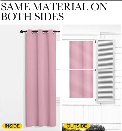 NICETOWN Halloween Pitch Black Solid Thermal Insulated Grommet Blackout Curtains/Drapes for Bedroom Window (2 Panels, 42 inches Wide by 63 inches Long, Black) - Colors A