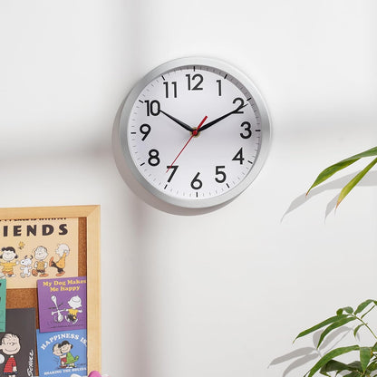 AKCISOT Wall Clock, Modern Small Wall Clocks Battery Operated 8 Inch, Silent Non-Ticking Analog Classic for Office, Home, Bathroom, Kitchen, Bedroom, School(Black)