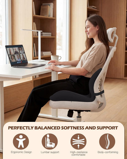Office Chair Cushion for Tailbone & Low Back Pain Relief, Car and Truck Seat Cushion, Comfortable Foam and High Backrest, Suitable for Office Chairs, Cars, Trucks, and Home Chairs