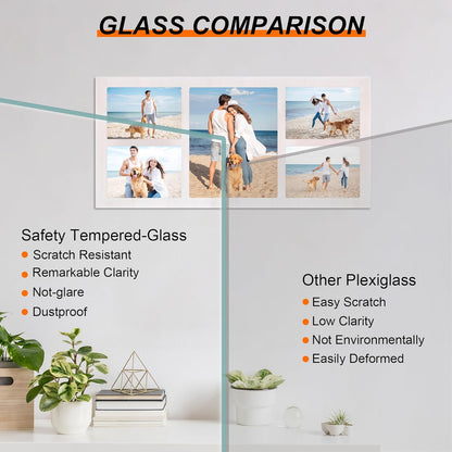 YESKAY 4x6 Picture Frame Collage for Wall Decor, Multiple Photo Collage Frames with Tempered Glass, 7-Opening for 4 x 6 Picture Frames, Rustic Brown, 1 Pack