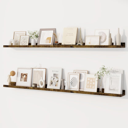 Dreamland Picture Ledge Shelf for Wall, Floating Shelves Set of 2, 48 Inch Long Floating Shelves with Lip for Living Room, Bedroom, Bathroom, Kitchen, White