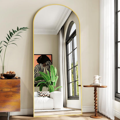57" x 20" Arched Full Length Mirror - Wall Mounted/Floor Mirror Aluminum Alloy Frame Full Body Mirrors for Bathroom Living Room Bedroom and Entryway,Black