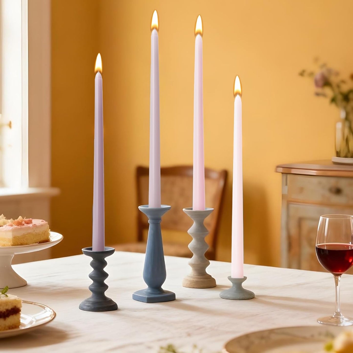 Viyffo Taper Candles, 12 Inch, 12 Pack, Brown – Unscented, Smokeless Design, Up to 8-Hour Burn – Tall Candlesticks for Table Decor, Weddings & Dinners