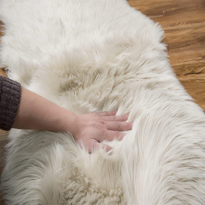EasyJoy Ultra Soft Fluffy/Fuzzy Shaggy Area Rug Faux Fur Chair Cover Seat Pad for Bedroom Floor Sofa Living Room (2 x 6 ft Sheepskin, Beige)