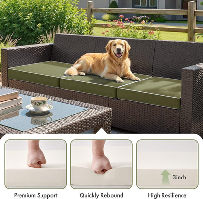 MIULEE Beige Outdoor Bench Cushion Set of 1, 48x18x3 Inch Waterproof Patio Seat Cushions for Swing and Outdoor Furniture Couch Sofa, 3 Year Color Fastness High Density Foam with Adjustable Ties