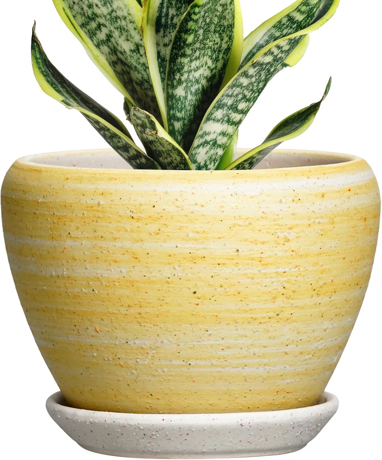 6 Inch Plant Pot - Ceramic Pots for Plants with Drainage Hole and Saucer, Round Succulent Planter Indoor Outdoor, Modern Flower Pot for Snake Plants, Home Decor, Gifts for Plant Lover, Blue