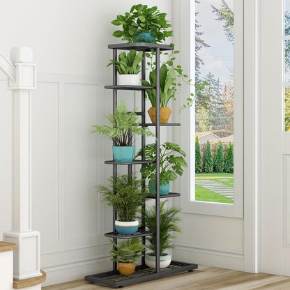 LINZINAR Plant Stand Indoor Outdoor Corner 4 Tier Metal Plant Shelf Patio Plant Rack for Garden Corner Balcony Living Room