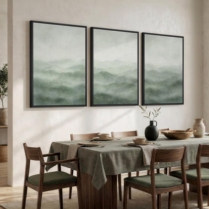 Large Framed Abstract Nature Landscape Wall Art for Living Room, Set of 3 Modern Canvas Prints Paintings Artwork for Walls, Green Lake Pictures for Hallway, Dining Room, Office Wall Decor 24x36 Inch