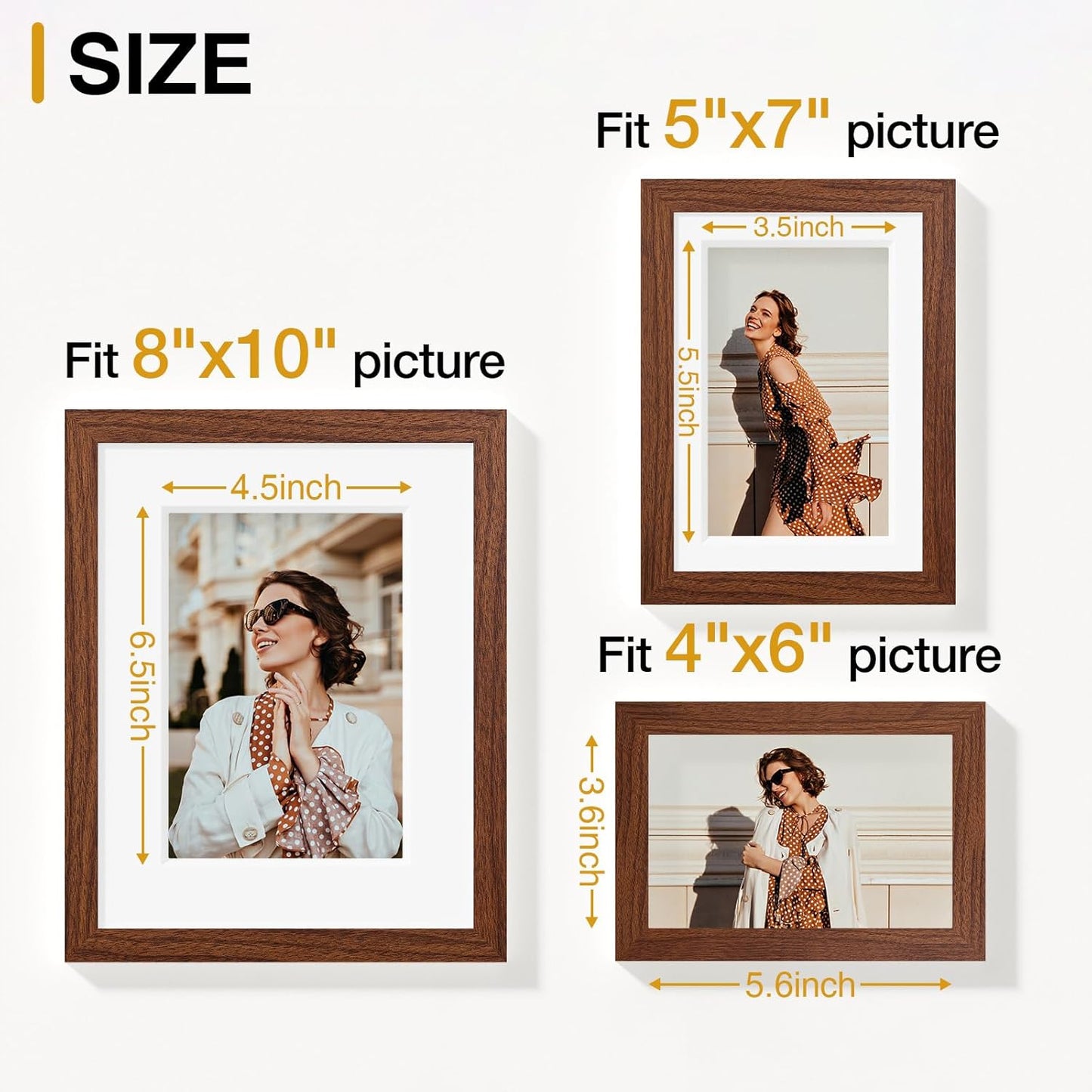 Vittanly 20 Pack Picture Frames Collage Wall Decor, Multi Sizes Including 4pcs 8x10, 8pcs 5x7 and 8pcs 4x6 Photo Frames, Gallery Frame Set for Wall or Tabletop Display, Black, Brown and Dark Grey