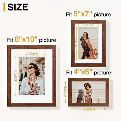 Vittanly 20 Pack Picture Frames Collage Wall Decor, Multi Sizes Including 4pcs 8x10, 8pcs 5x7 and 8pcs 4x6 Photo Frames, Gallery Frame Set for Wall or Tabletop Display, Black, Brown and Dark Grey