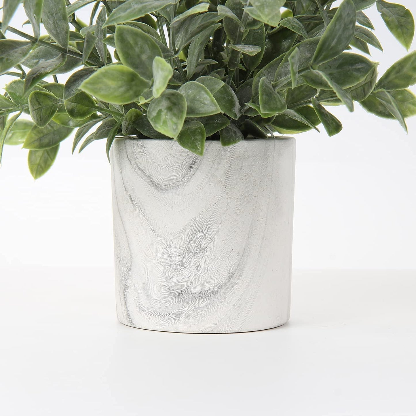 Hollyone Mini Artificial Potted Plants Fake Plants in Marble Pots, 1Pcs Plastic Eucalyptus Greenery Faux Plants for Home Office Desk Room Centerpiece Shelf Décor