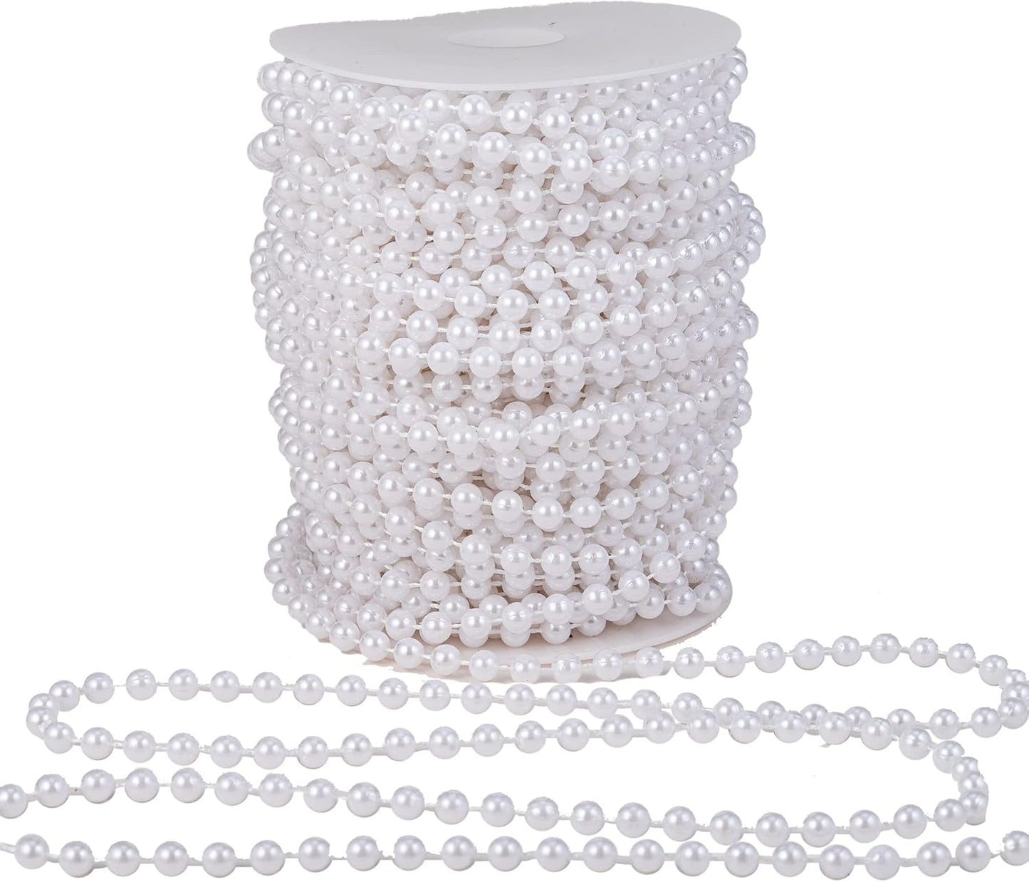 3mm Millet Beads Crafts Faux Pearl Beads Garland Pearl Bead Roll Strand of Pearls to Decorate Floral Centerpieces Wedding Party Favor Christmas Tree(33 Feet Ivory)