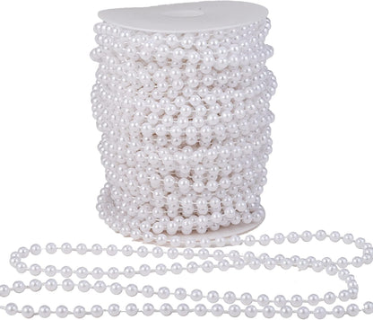 3mm Millet Beads Crafts Faux Pearl Beads Garland Pearl Bead Roll Strand of Pearls to Decorate Floral Centerpieces Wedding Party Favor Christmas Tree(33 Feet Ivory)
