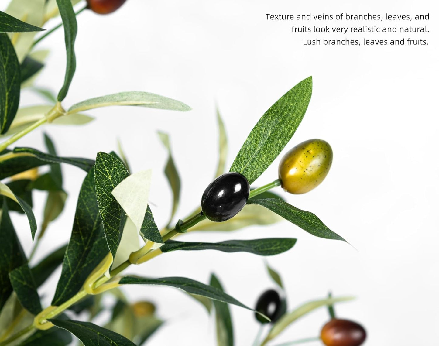 Olive Trees Artificial Indoor, Artificial Olive Tree 6FT Faux Olive Tree for Home Office Decor, Artificial Tree with Realistic Trunk, Branches, Leaves and Fruits, Fake Olive Tree for Gift