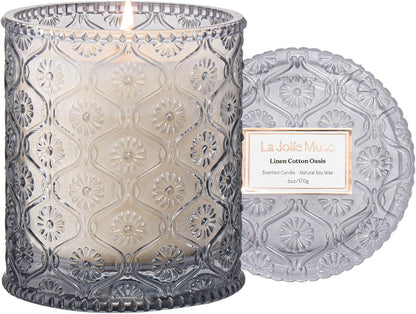 LA JOLIE MUSE Santal Rose Scented Candle – Saffron, Rose & Leather | 6 oz Natural Soy Wax | 40 Hours Clean Burn | Self Care Gifts for Women | Elegant Home Decor