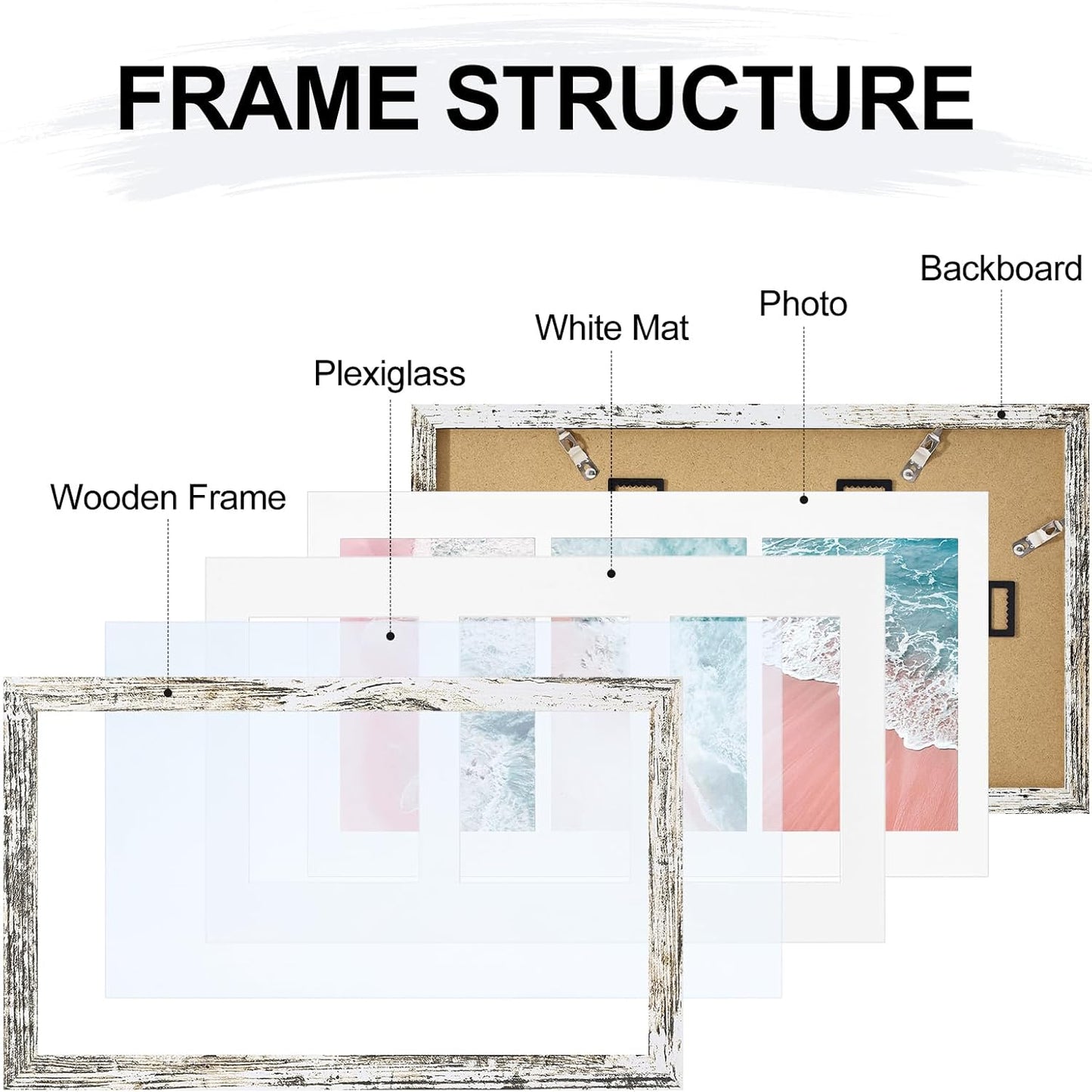 Vittanly 11x14 Collage Picture Frame, Displays 5Pcs 4x6 Pictures with Mat or 1Pcs 11x14 without Mat for Wall Mounting, Picture Frames Collage Wall Decor in Black, 1 Pack