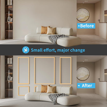 Art3d Pre-Cut Wall Molding Set of 6 pcs, Ready-to-Assemble Wainscoting Panels for Interior Wall Décor Living Room Bedroom Accent Wall - Installed with Glue, 3 Top 3 Bottom