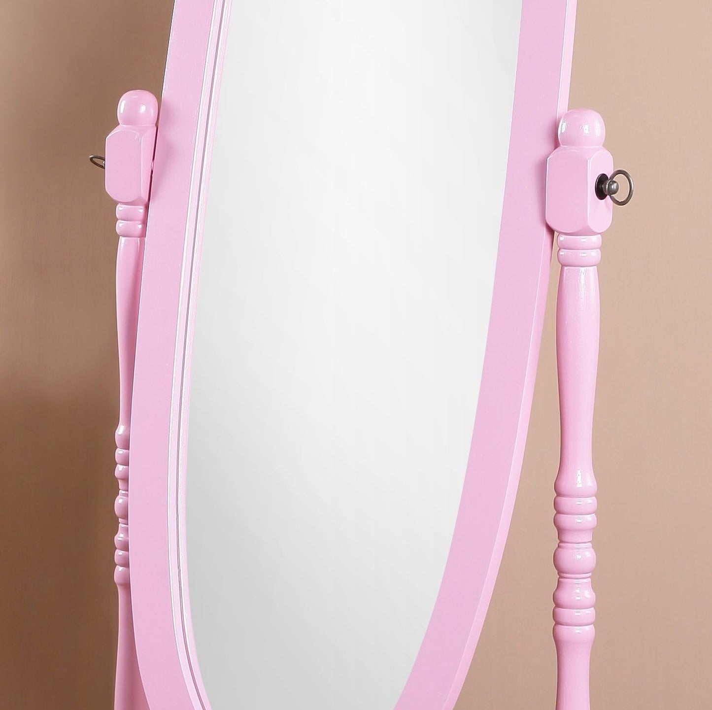 Roundhill Furniture Traditional Queen Anna Style Wood Floor Cheval Mirror, Cherry Finish