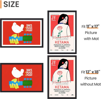 upsimples 8x10 Picture Frame, Display Pictures 5x7 with Mat or 8x10 Without Mat, Wall Hanging Photo Frame, Black, 1 Pack - Colors B
