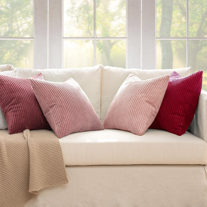 MIULEE Boho Farmhouse Sage Green Throw Pillow Covers 18x18 Inch Set of 4 Mordern Nordic Cushion Covers Soft Corduroy Spring Home Decor for Couch Bed Sofa Living Room Forest Green