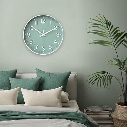 HZDHCLH Wall Clocks Battery Operated,12 inch Silent Non Ticking Modern Wall Clock for Living Room Bedroom Kitchen Office Classroom Decor (Olive Green and Gold)