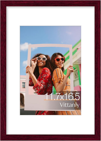 Vittanly 11x14 Picture Frame, Display Pictures 8x10 with Mat or 11x14 without Mat, Photo Frame for Wall Mounting, Black, 1 Pack - Colors B