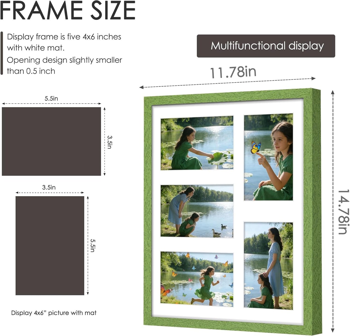 DUENPY 14x26 Collage Picture Frame 4x6 Collage Picture Frame Displays Twelve 4x6 inch Photos Available Horizontal Wall Mounting Display and Vertical Black - Colors A
