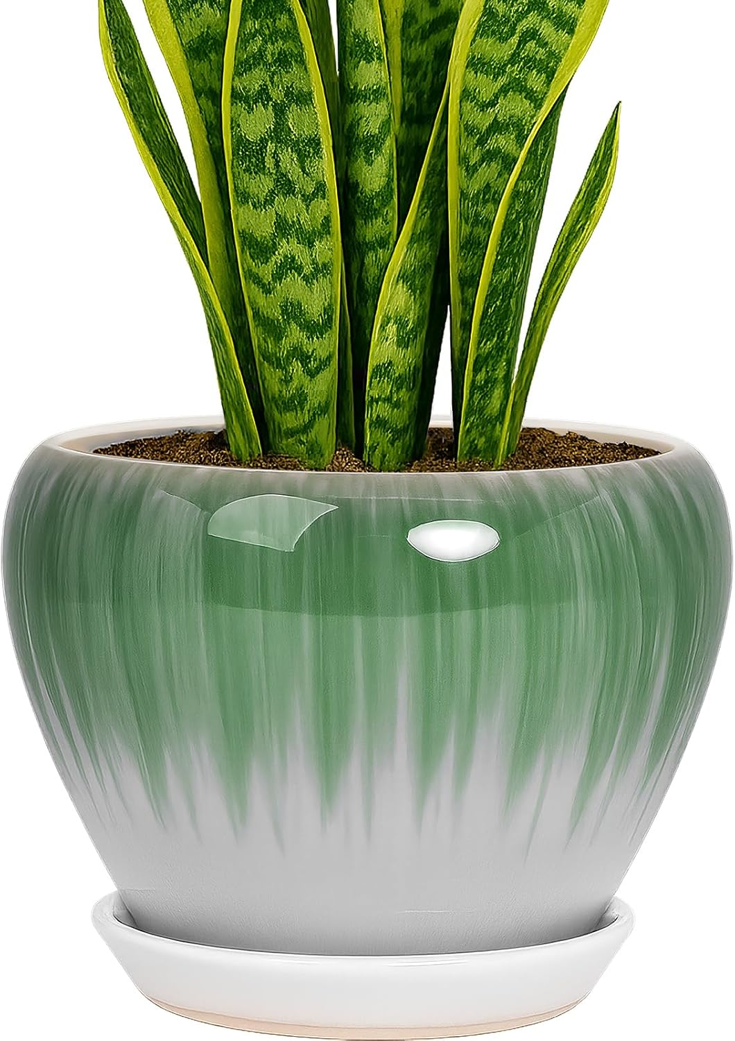 Deep Dream 6 Inch Plant Pots- Ceramic Planter Pot with Drainage Hole and Saucer, Round Flower Pot for Indoor Outdoor Succulent, Snake Plants and Cactus, Blue