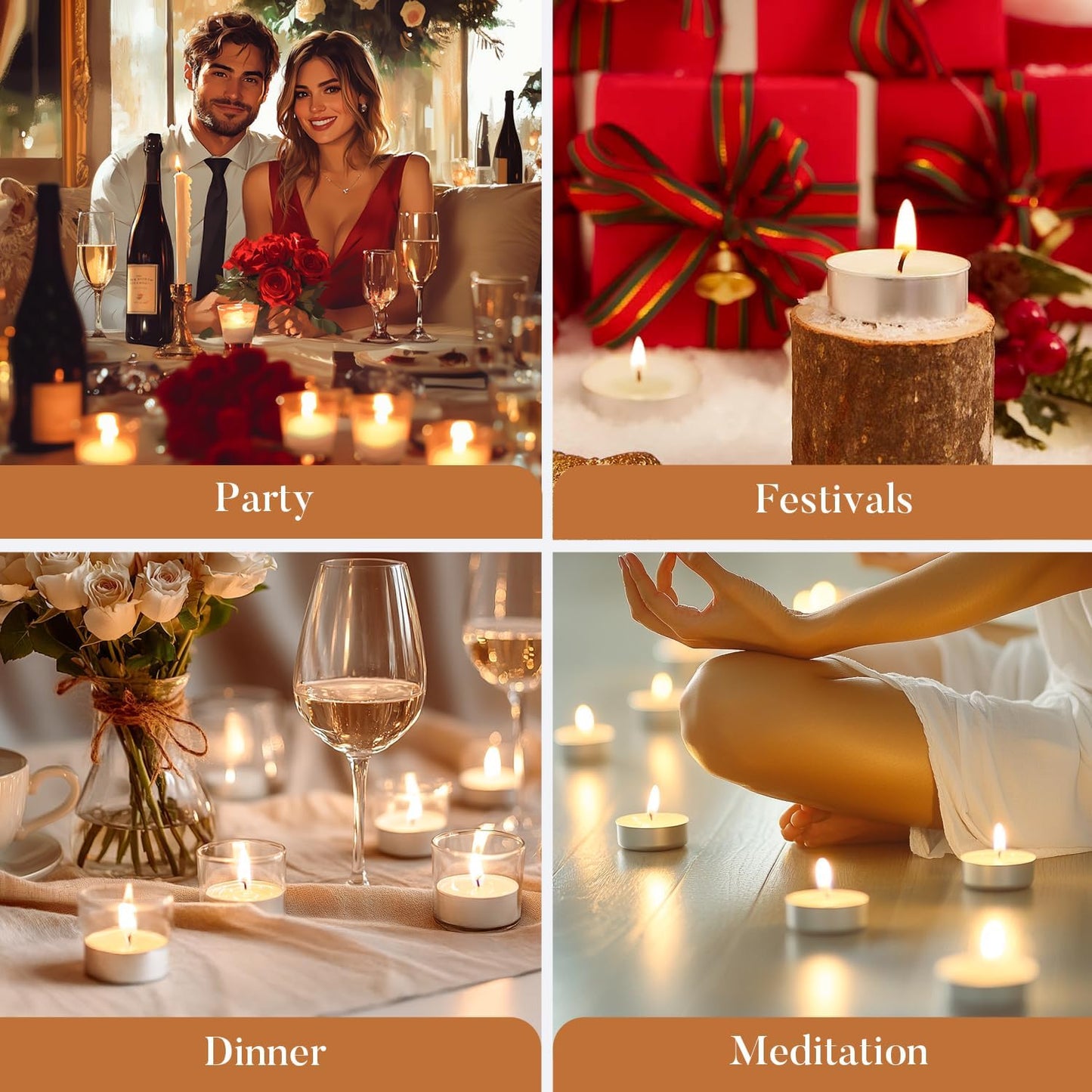 Tea Lights Candles Bulk - 200 Pack, 4.5+ Hours Fully Burns Tealight Candles Unscented Smokeless Bright Flame Tealights for Home, Sabbath, Weddings, Christmas & Halloween Decor, White