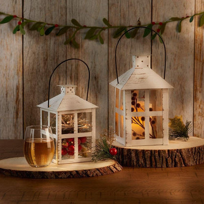 Kate Aspen Rustic Farmhouse Decor White Candle Holder Lantern Decorative (5 Inch), Wedding Decoration, Centerpiece Table Decorations, Home Decor, Shelf Decor, Fireplace Lantern