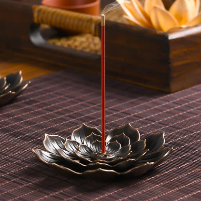 SLKIJDHFB Incense Burner - Lotus Stick Incense Holder 6 Incense Holes with Detachable Ash Catcher 2Pcs