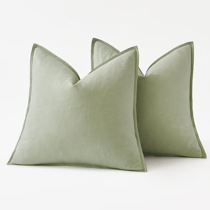 MIULEE Decorative Linen Euro Sham Pillow Covers 26x26 Cream White Boho Farmhouse Neutral Couch Throw Pillows for Bed Pack of 2 Accent Modern Pillowcase Sofa Livingroom Home Decor