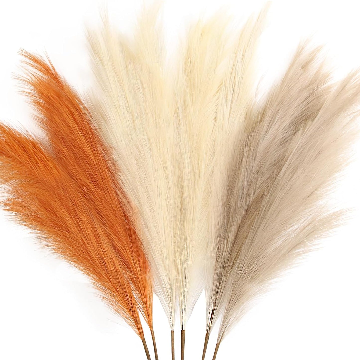 ZIFTY 7-Pcs 38"/3.1FT Faux Pampas Grass Large Tall Fluffy Artificial Fake Flower Bedroom Decor Boho Decor Bulrush Reed Grass for Vase Filler Farmhouse Home Wedding Decor (Beige Mixed)