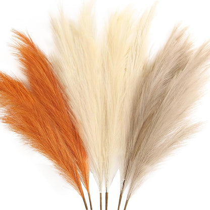 ZIFTY 7-Pcs 38"/3.1FT Faux Pampas Grass Large Tall Fluffy Artificial Fake Flower Bedroom Decor Boho Decor Bulrush Reed Grass for Vase Filler Farmhouse Home Wedding Decor (Beige Mixed)